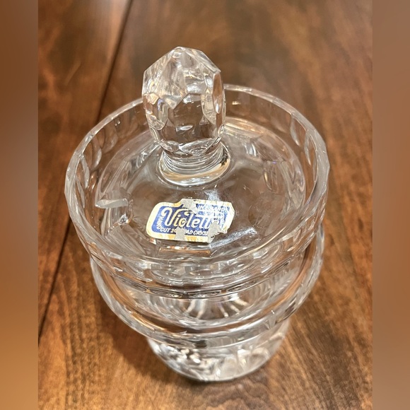 Vintage Violetta Polish Crystal Covered jam or mustard  jar - Picture 2 of 16